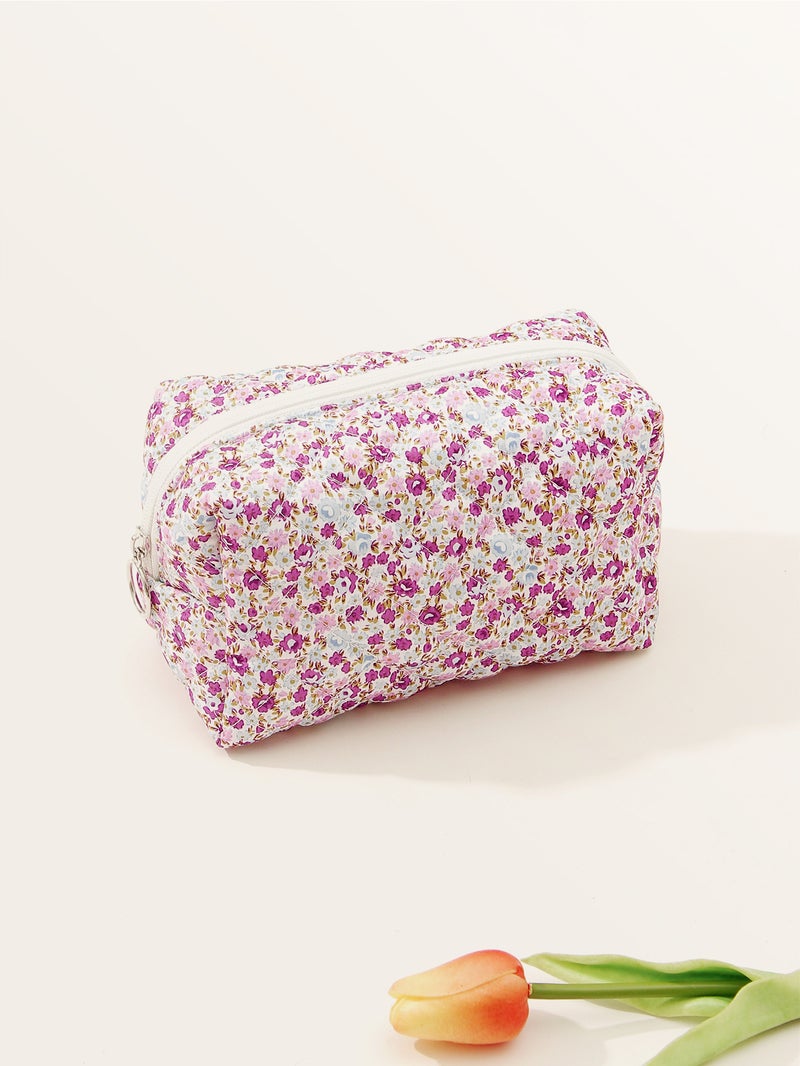 Berger Bag Managed Cotton Travel Storage Cosmetic Bag Floral Girl'S Portable Quilted Cotton Bag - Image 3